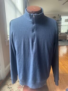 Faherty Men's 1/4 Zip Blue Pullover Sweater Sz large (sw300